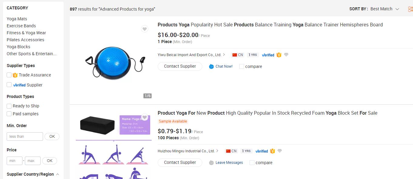 China yoga suppliers