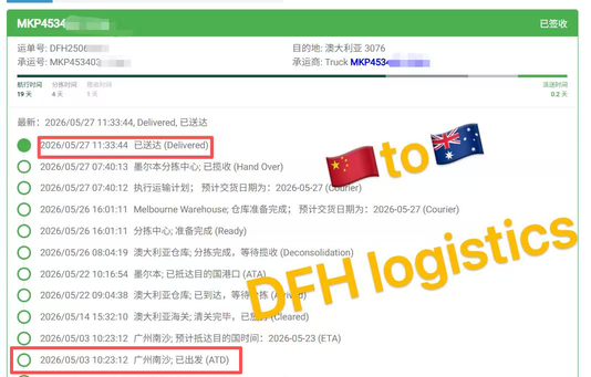 Shipping from China to Australia: Sea Freight DDP Door-to-Door Shipping from China to the Australia with Delivery in 39 Days