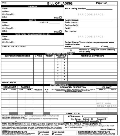 bill of lading demo
