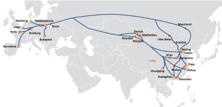 china europe rail freight routes