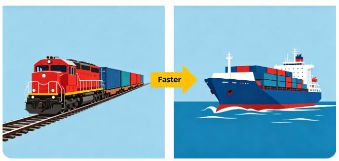 rail freight faster than sea