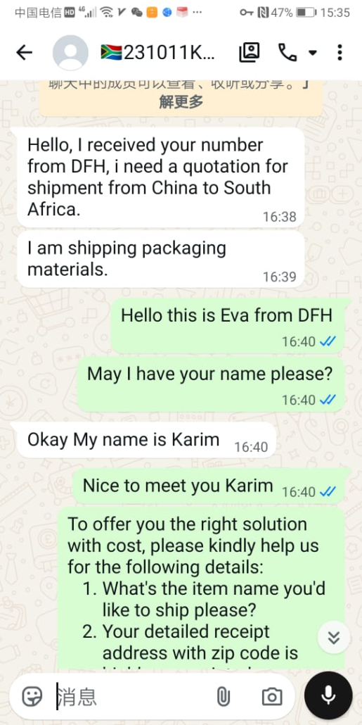 Shipping Vacuum Bag Rolls from China to South Africa